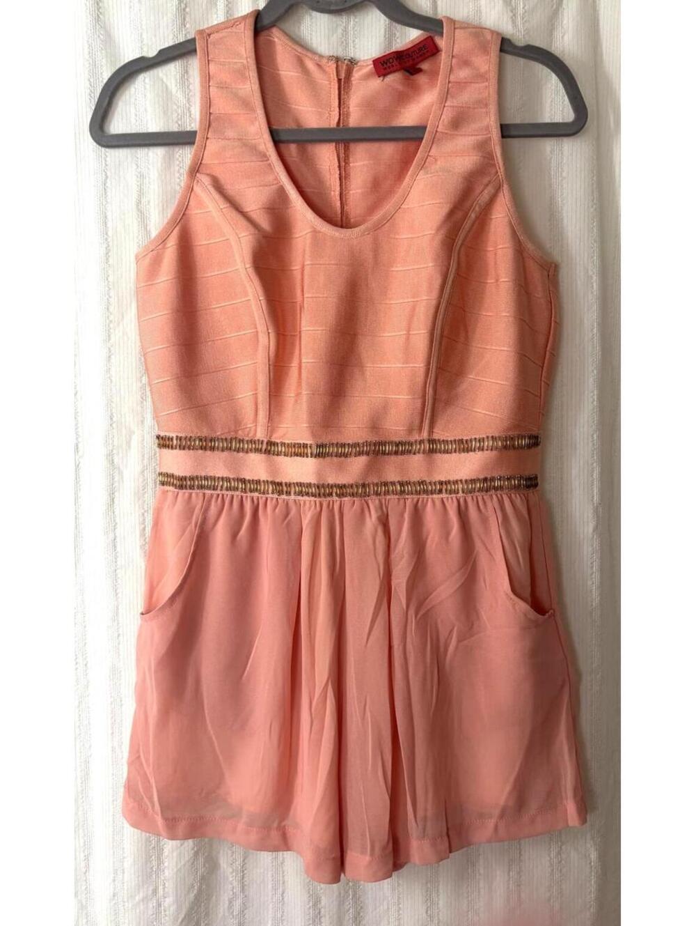 Wow Couture Peach Romper with Beading Detail #shower #summery #brunch